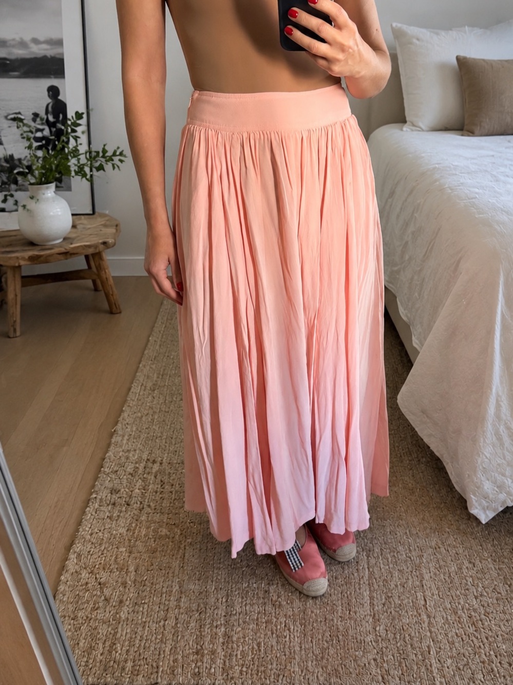 Apiece Apart Blush Pink Pleated Maxi Skirt